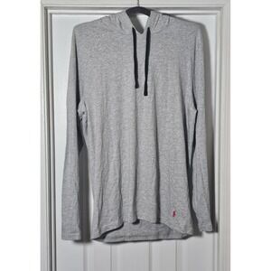 Polo Ralph Lauren Hooded Long Sleeve Tee Shirt Men's Size Medium Gray Pony Logo